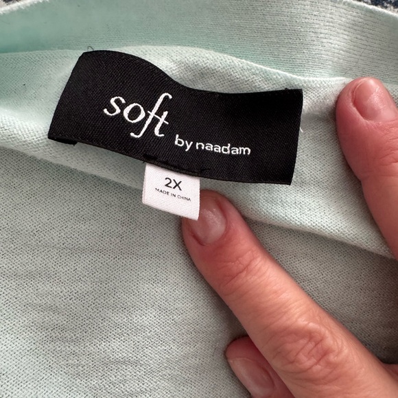 Soft by NAADAM Cotton Cashmere Button Duster Cardigan Size 2X Mint Green - Picture 2 of 6